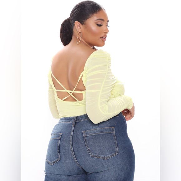 NWT- YELLOW RUCHED BODYSUIT- SZ 1X - Picture 3 of 12